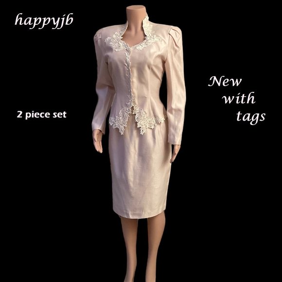 NWT Vintage Jeffrey & Dara Dress Blazer Jacket Skirt Set Size 9/10 - Picture 1 of 15